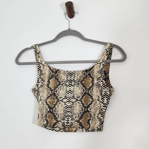 Salty by Andie Snakeskin Print Cropped Tank Top Size Small Snakeskin Fitted Tank - Picture 4 of 9